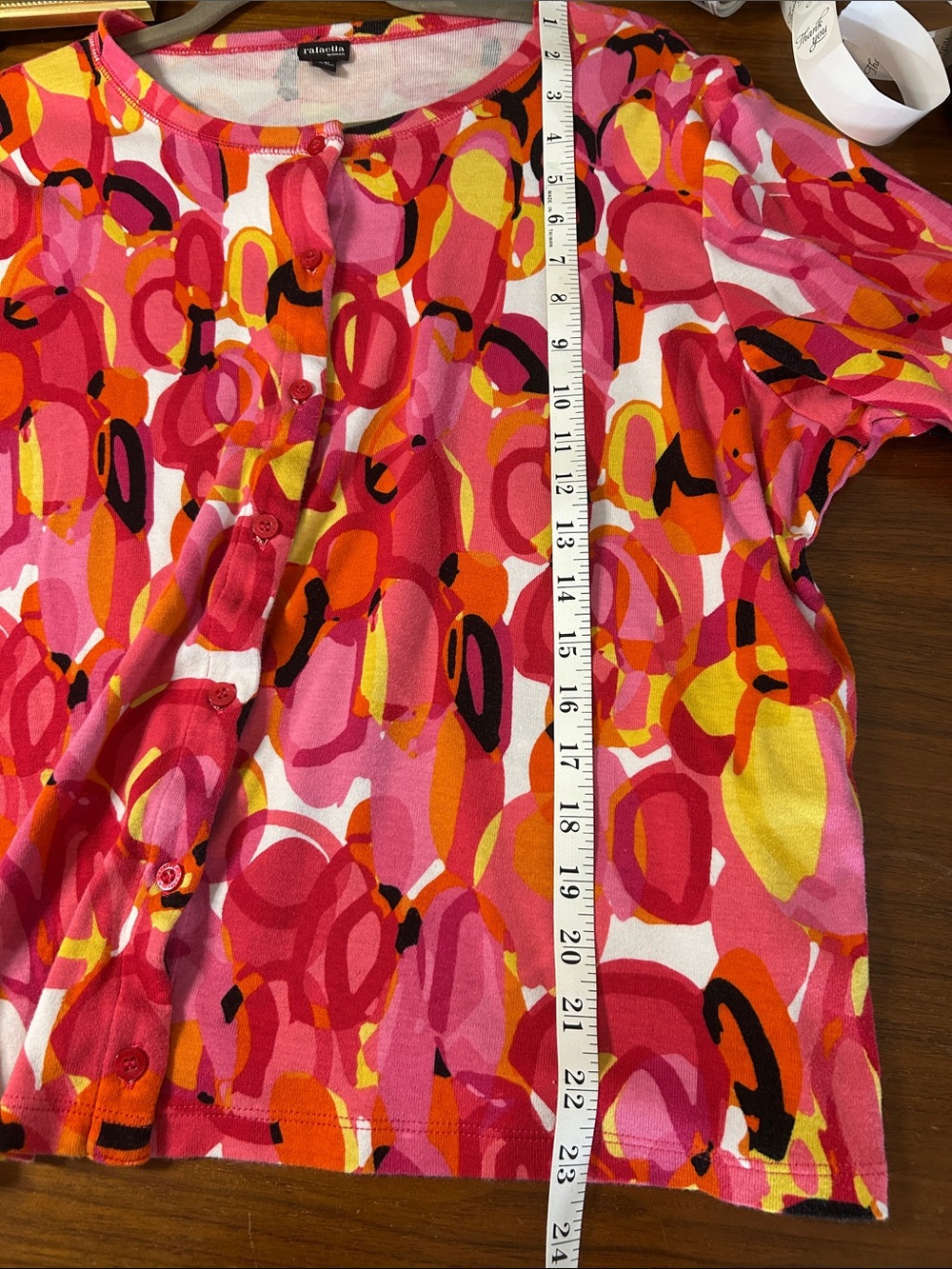 Rafaella Pink Orange Yellow Multi-Color Button Front Top - Picture 9 of 9